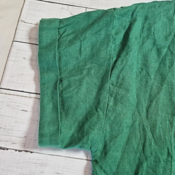 Loft Beach 100% Linen Green Button Up Womens LP - Picture 5 of 10